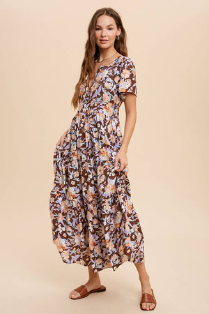 V-Neck Floral Midi Dress