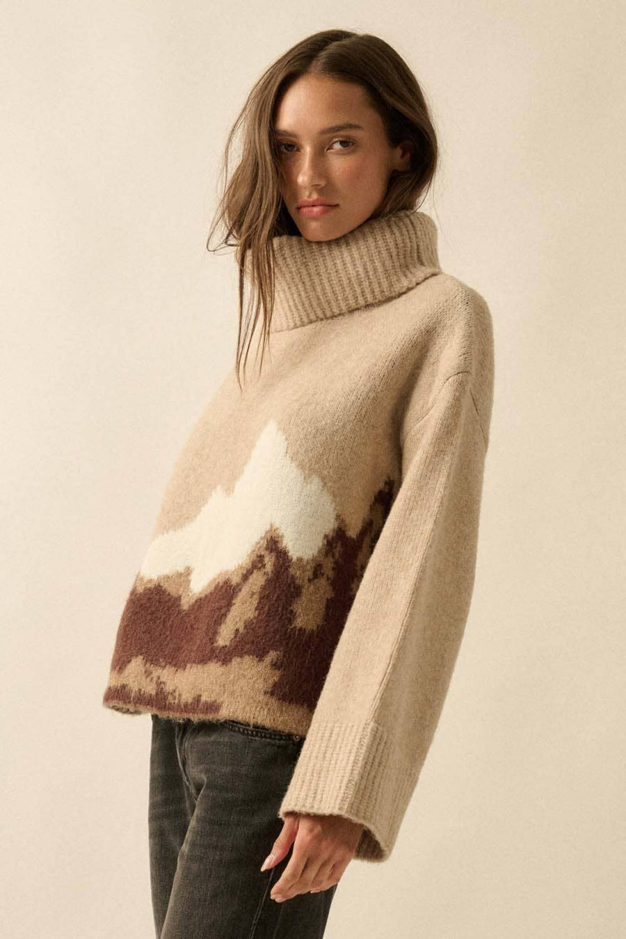 Mountains Jacquard Turtleneck Sweater