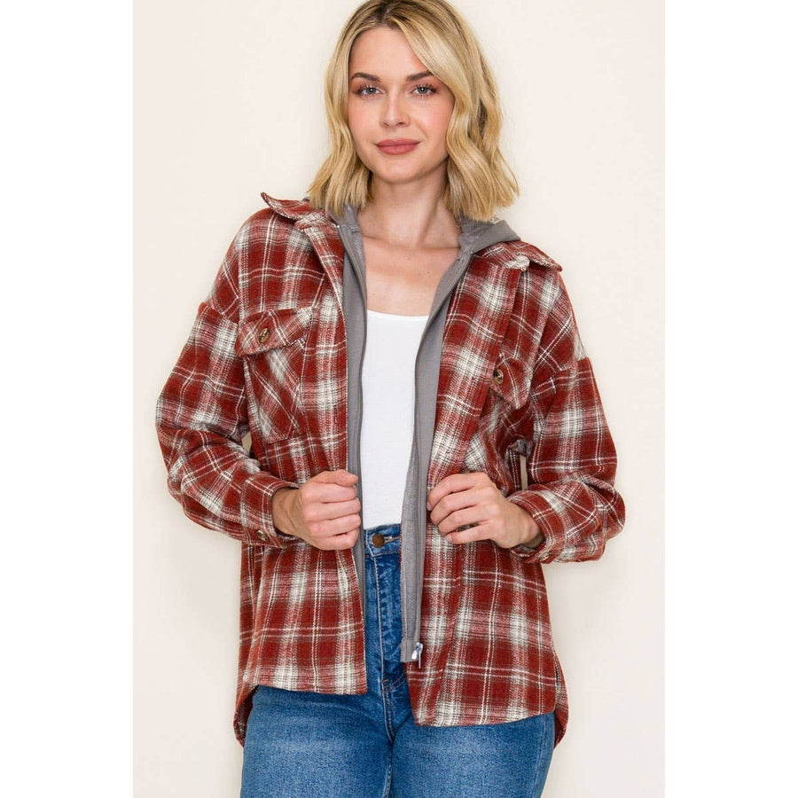 Twofer French Terry Plaid Jacket