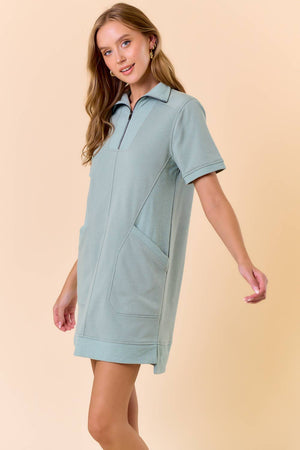 French Terry Zip Front Dress
