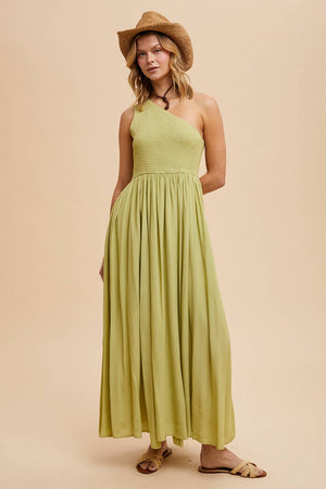 Smocked One Shoulder Dress