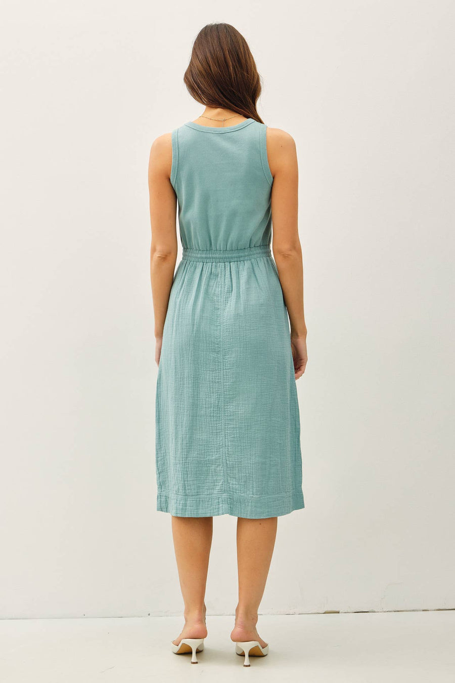Cotton Tank Dress w/Gauze Skirt