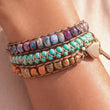 Load image into Gallery viewer, Mia - Leather Cord Wrap Bracelet, Healing Stone Bracelet - 7509
