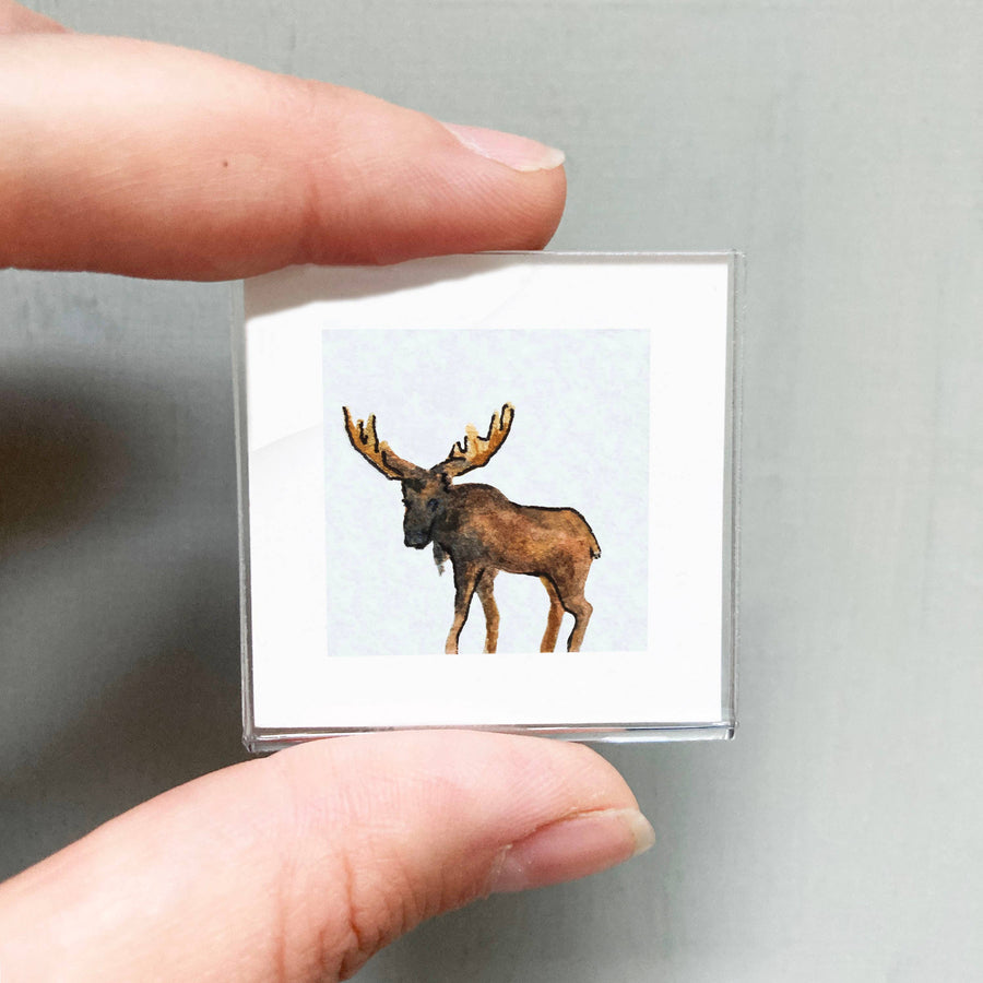 Magnet - 1" Moose Watercolor Print