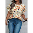 Load image into Gallery viewer, Plus size Floral Flounce Sleeve
