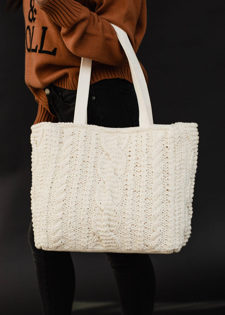 P.A Co. - Cream Cable Knit Tote