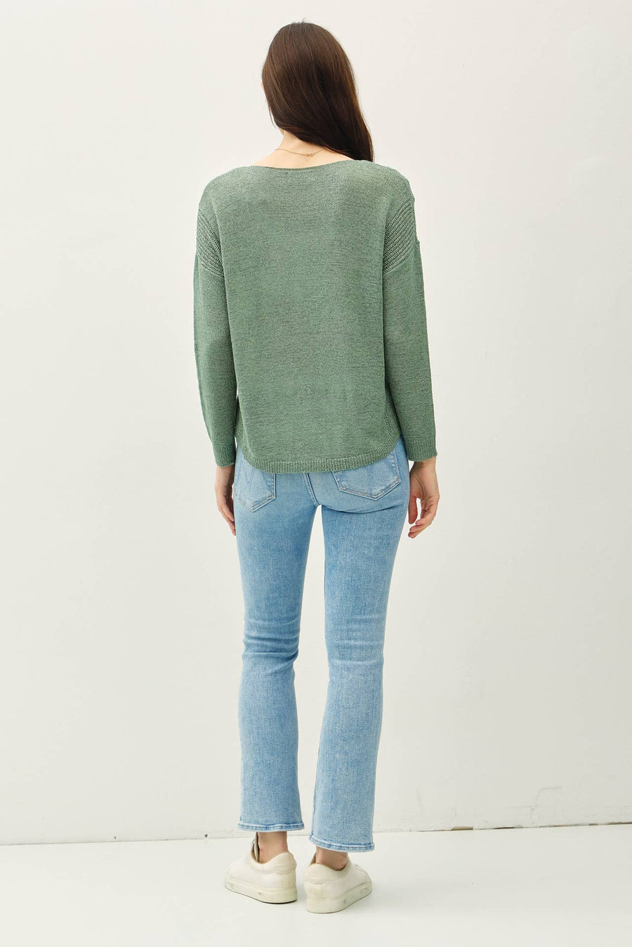 Drop Shoulder Pullover Rib Knit