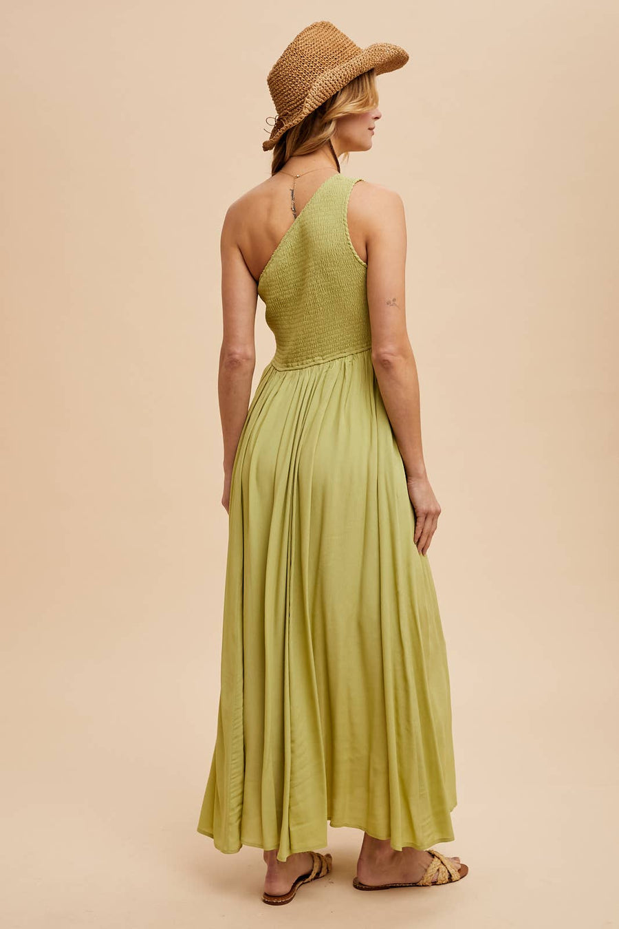 Smocked One Shoulder Dress