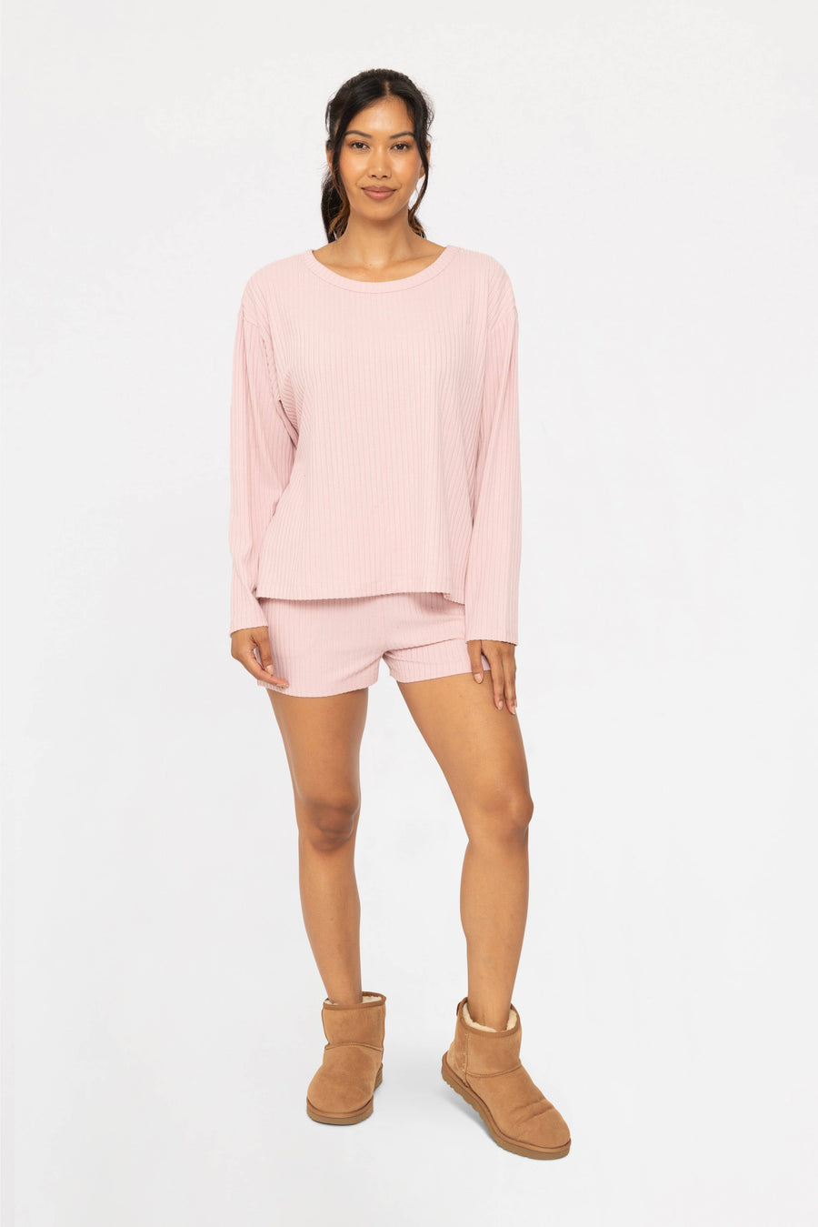 Mono B - Soft Ribbed Scoop Neck Top