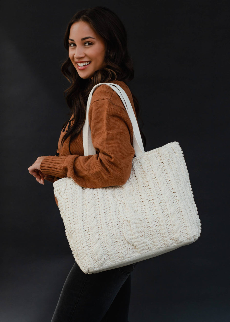 P.A Co. - Cream Cable Knit Tote