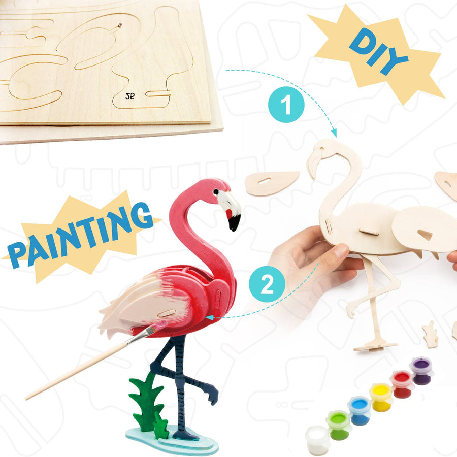 3D Puzzle & Paint: Flamingo