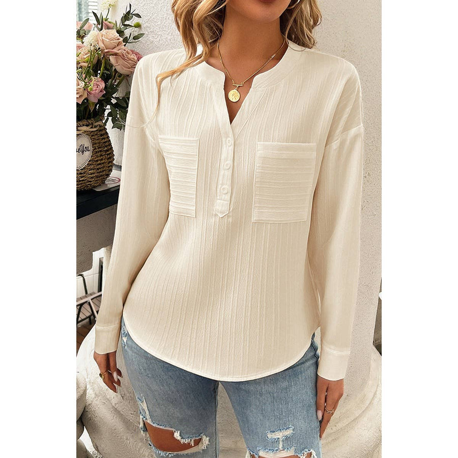 Solid V-Neck Blouse