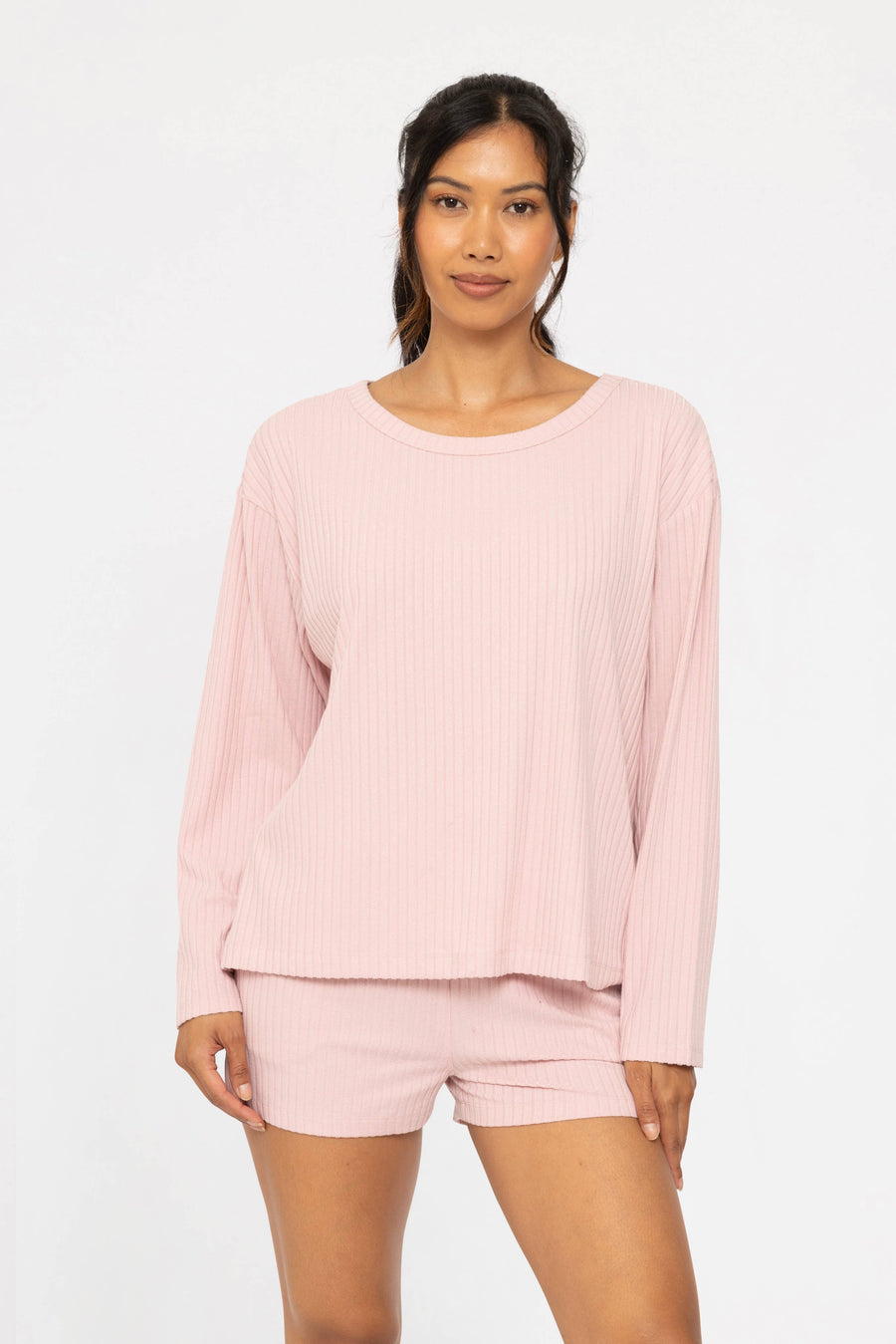 Mono B - Soft Ribbed Scoop Neck Top