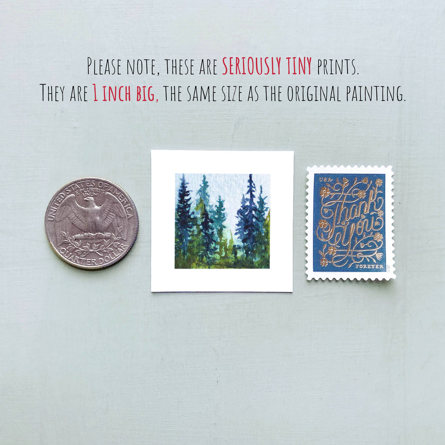 Magnet - 1" Misty Forest Watercolor Print