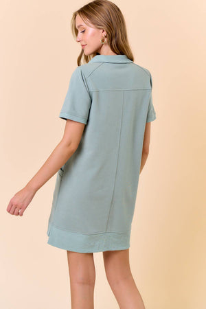 French Terry Zip Front Dress