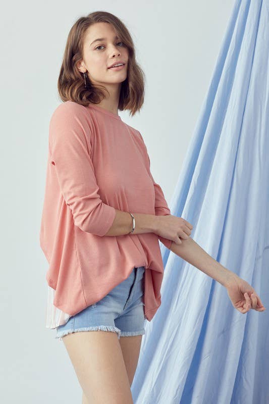 Ruffle Back Contrast Top