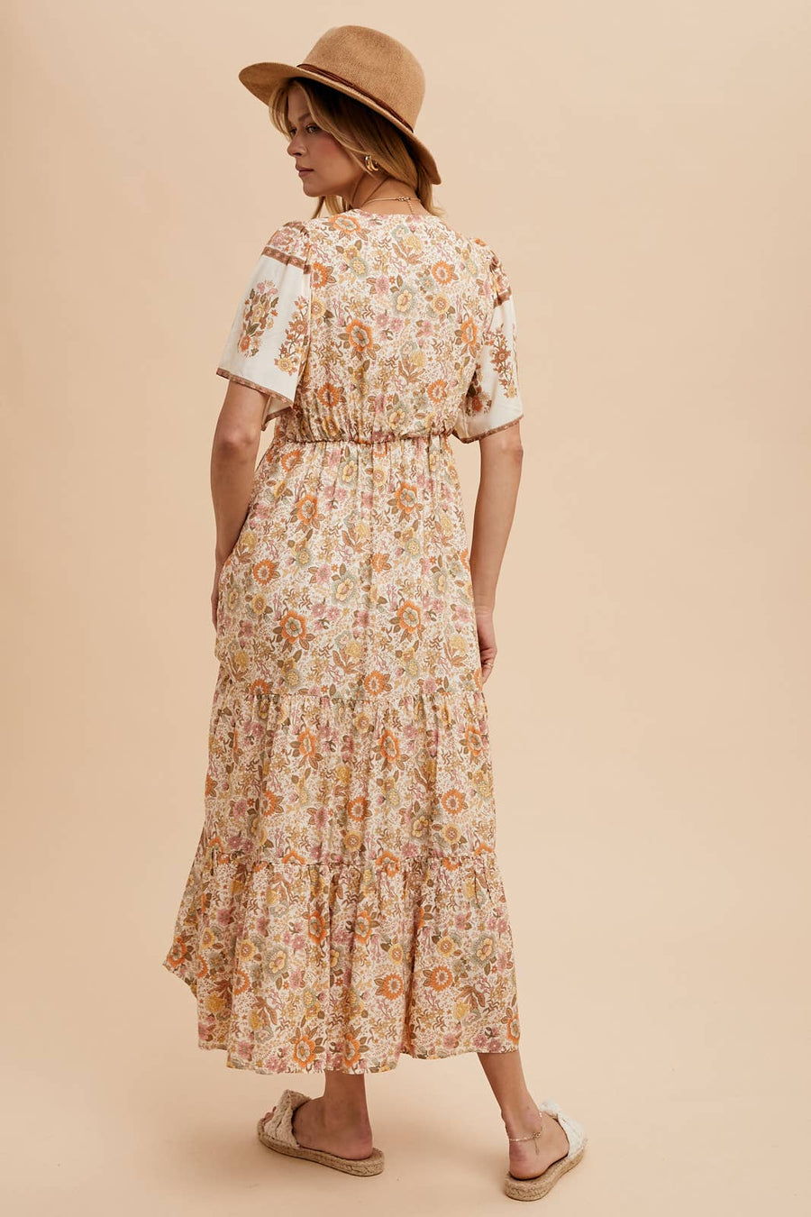 Border print midi dress