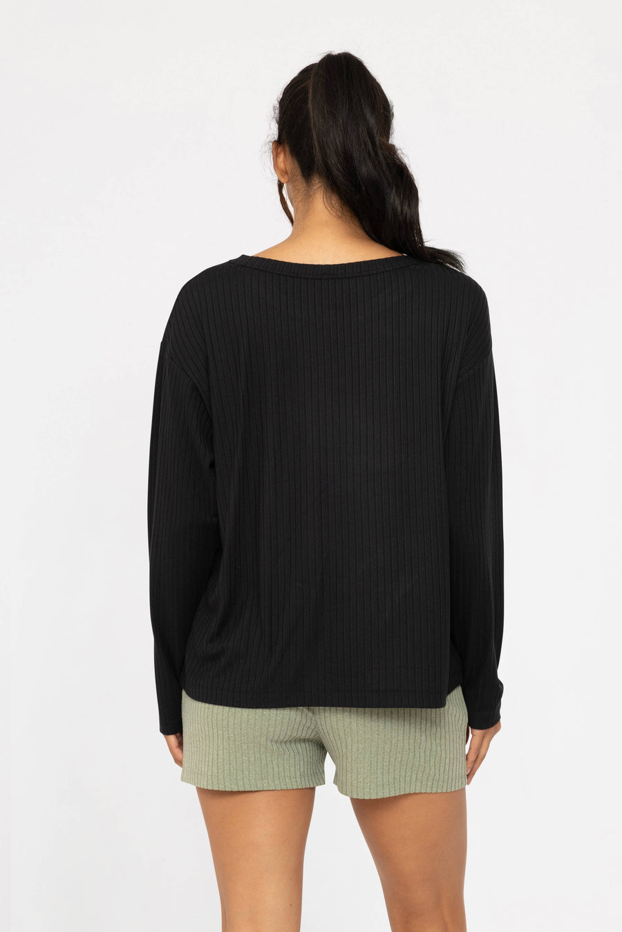 Mono B - Soft Ribbed Scoop Neck Top