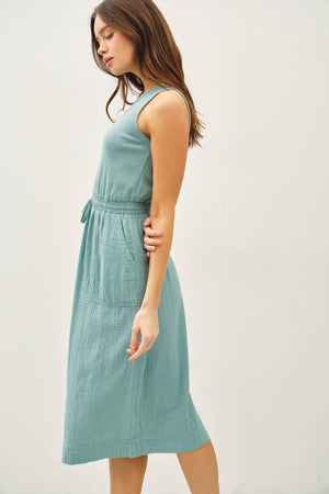 Cotton Tank Dress w/Gauze Skirt