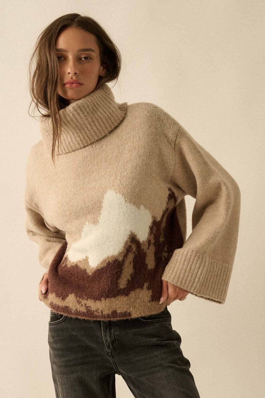 Mountains Jacquard Turtleneck Sweater