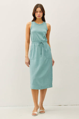 Cotton Tank Dress w/Gauze Skirt