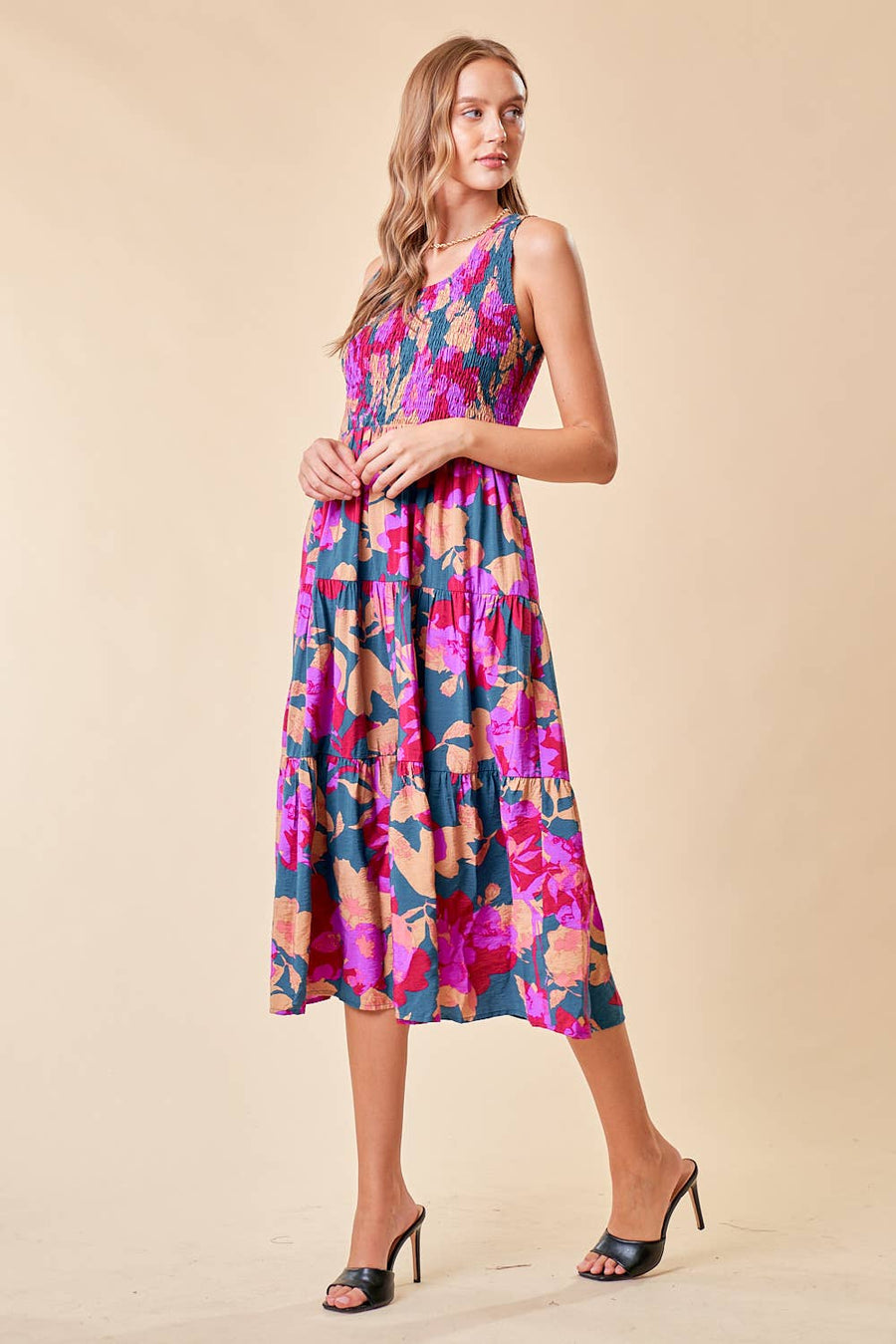 Floral Smocked Midi Dress
