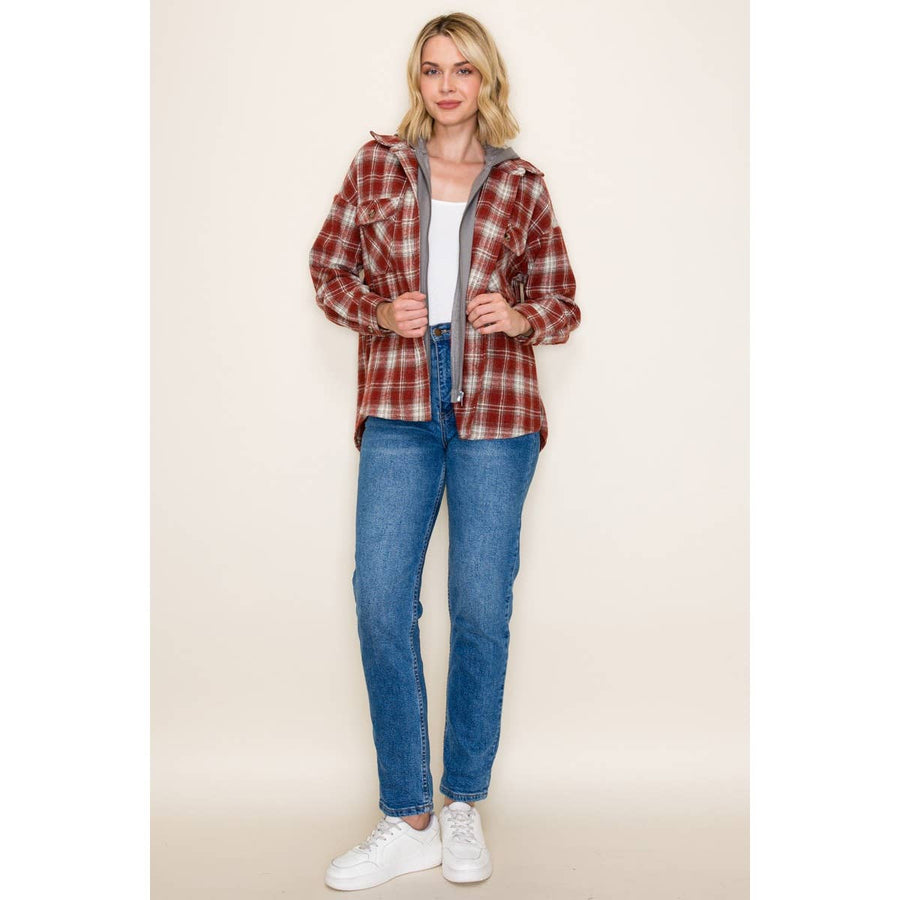 Twofer French Terry Plaid Jacket