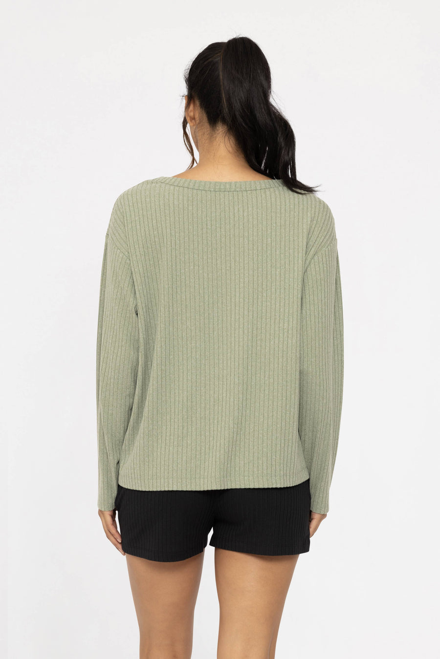 Mono B - Soft Ribbed Scoop Neck Top