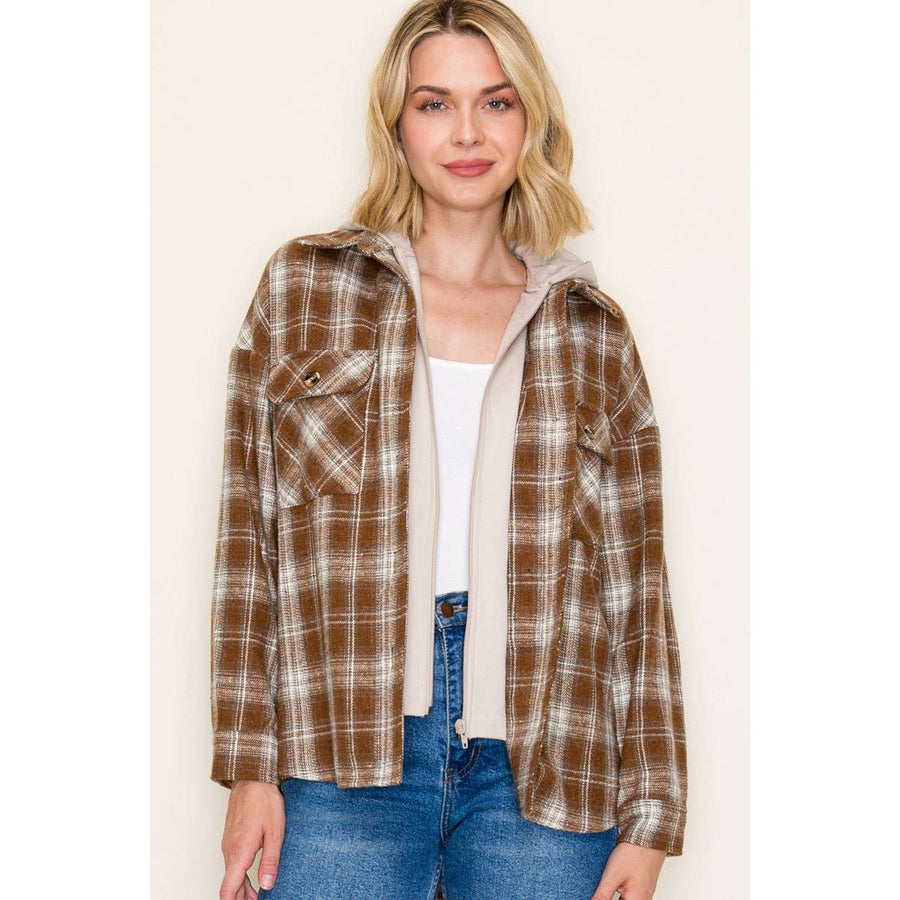 Twofer French Terry Plaid Jacket