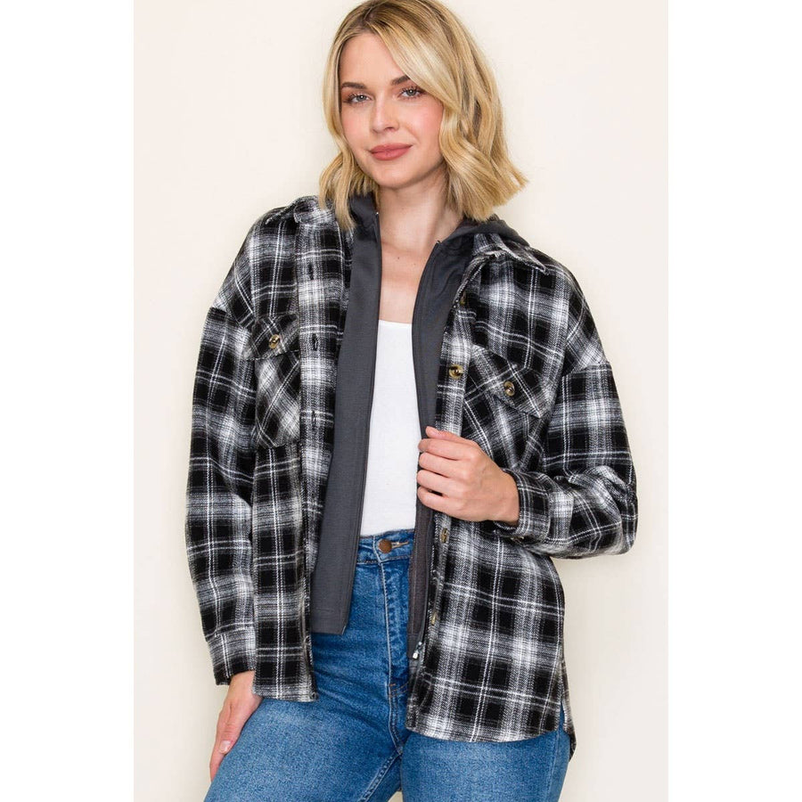 Twofer French Terry Plaid Jacket