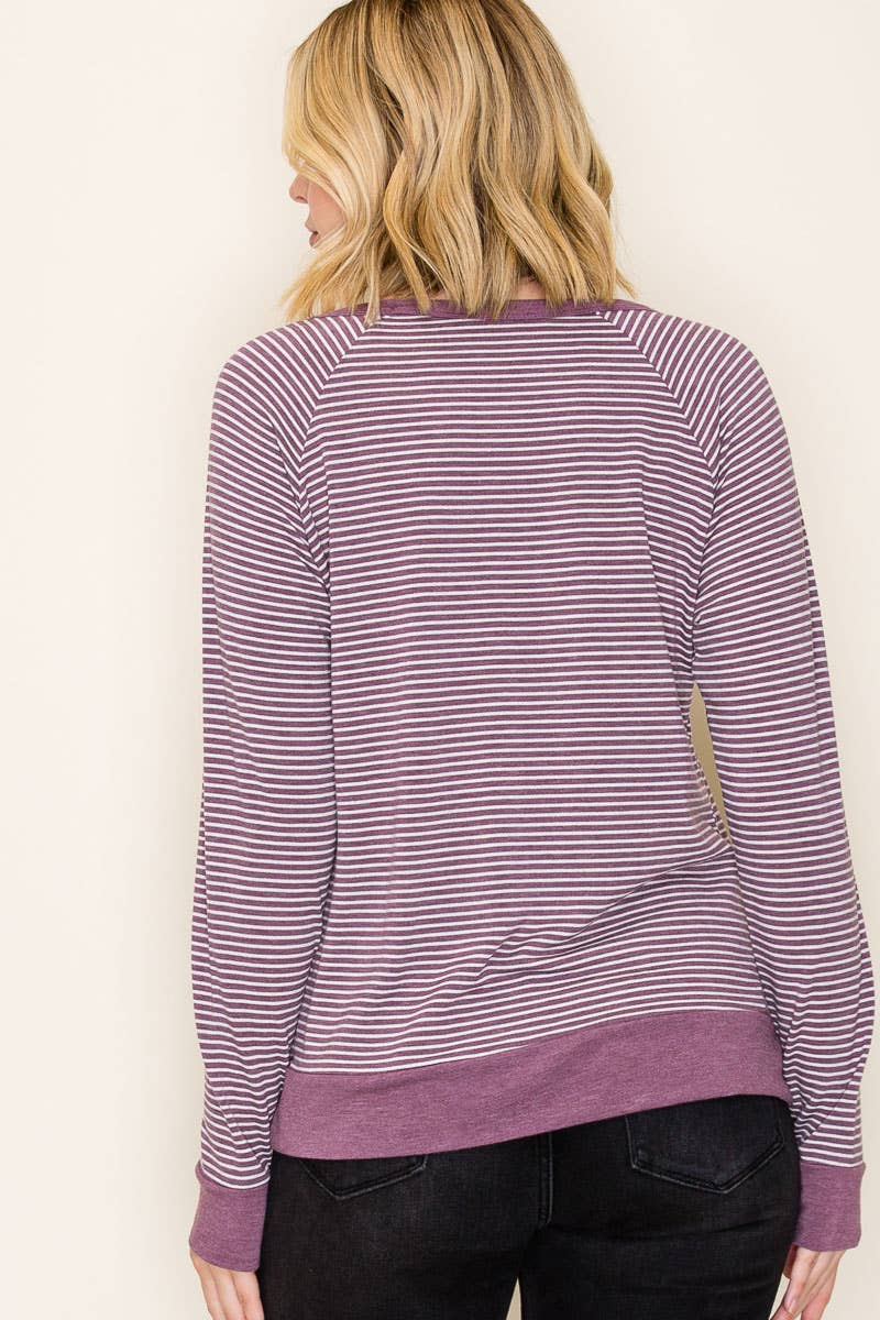 Raglan Sleeve Stripe Terry Top