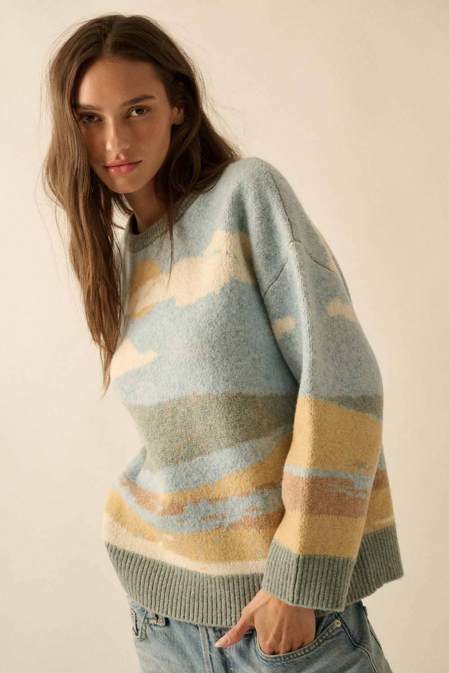 Beach Landscape Knit Sweater