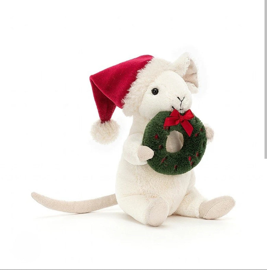Jellycat Merry Mouse with Wreath