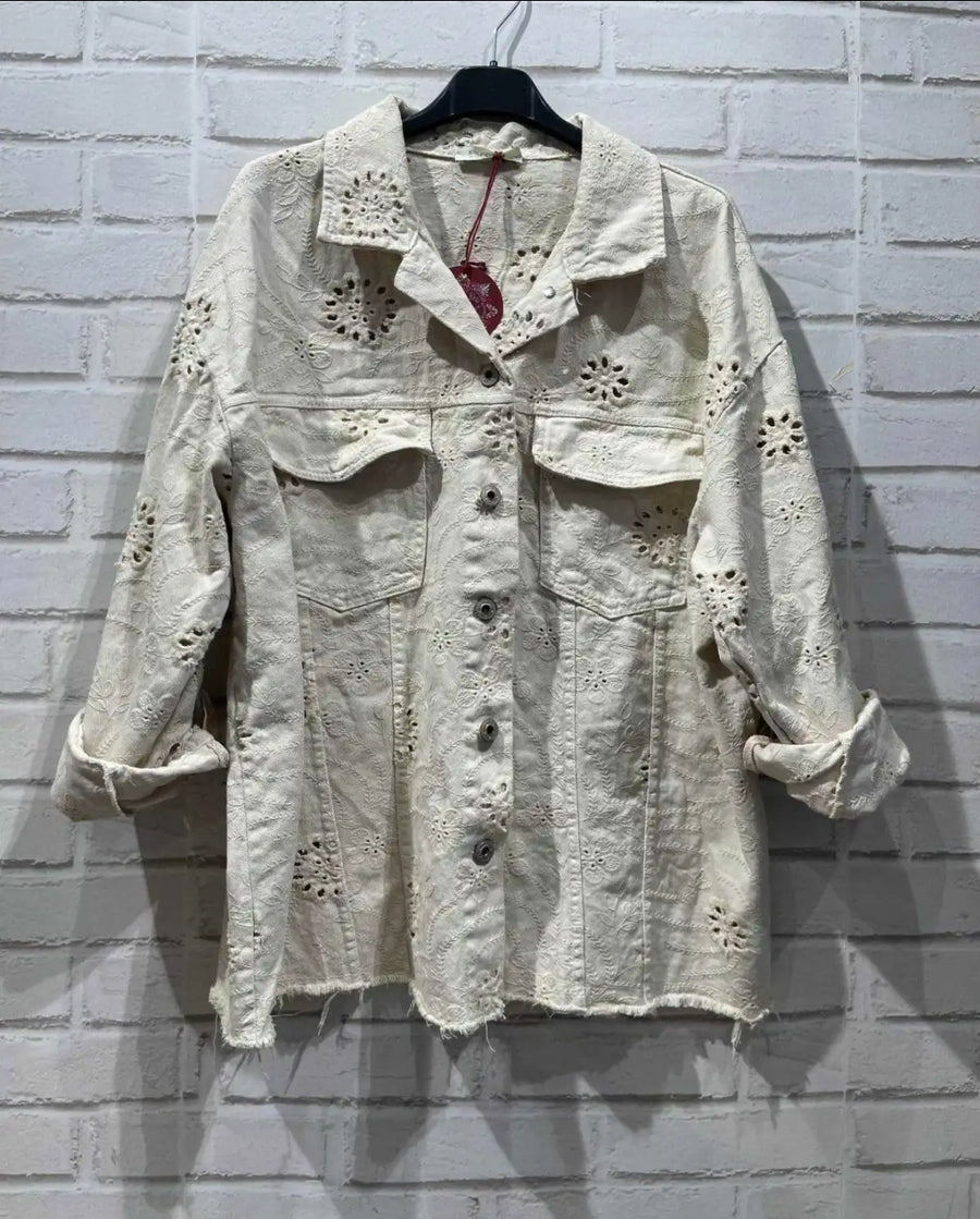 Eyelet cotton jacket