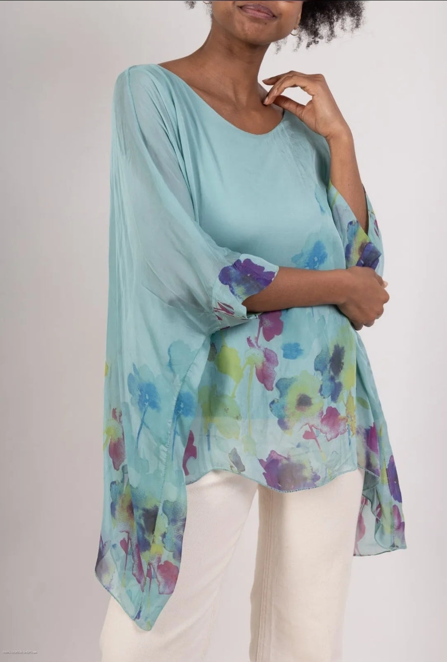 Floral print silk blouse