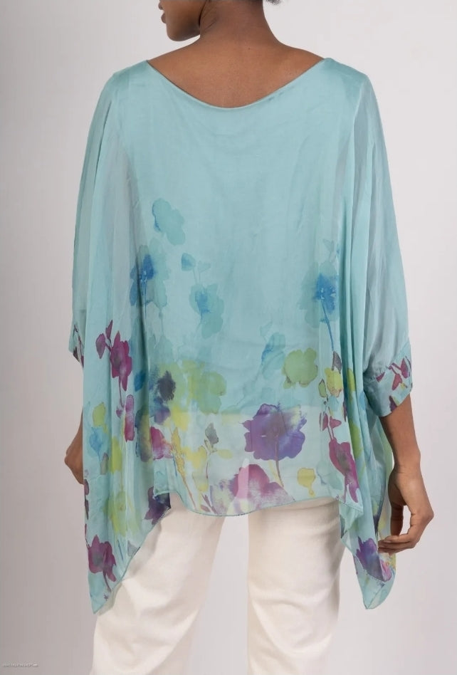 Floral print silk blouse