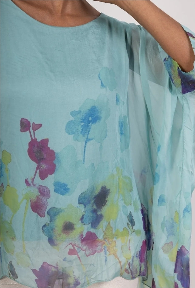 Floral print silk blouse