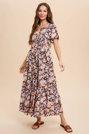 V-Neck Floral Midi Dress