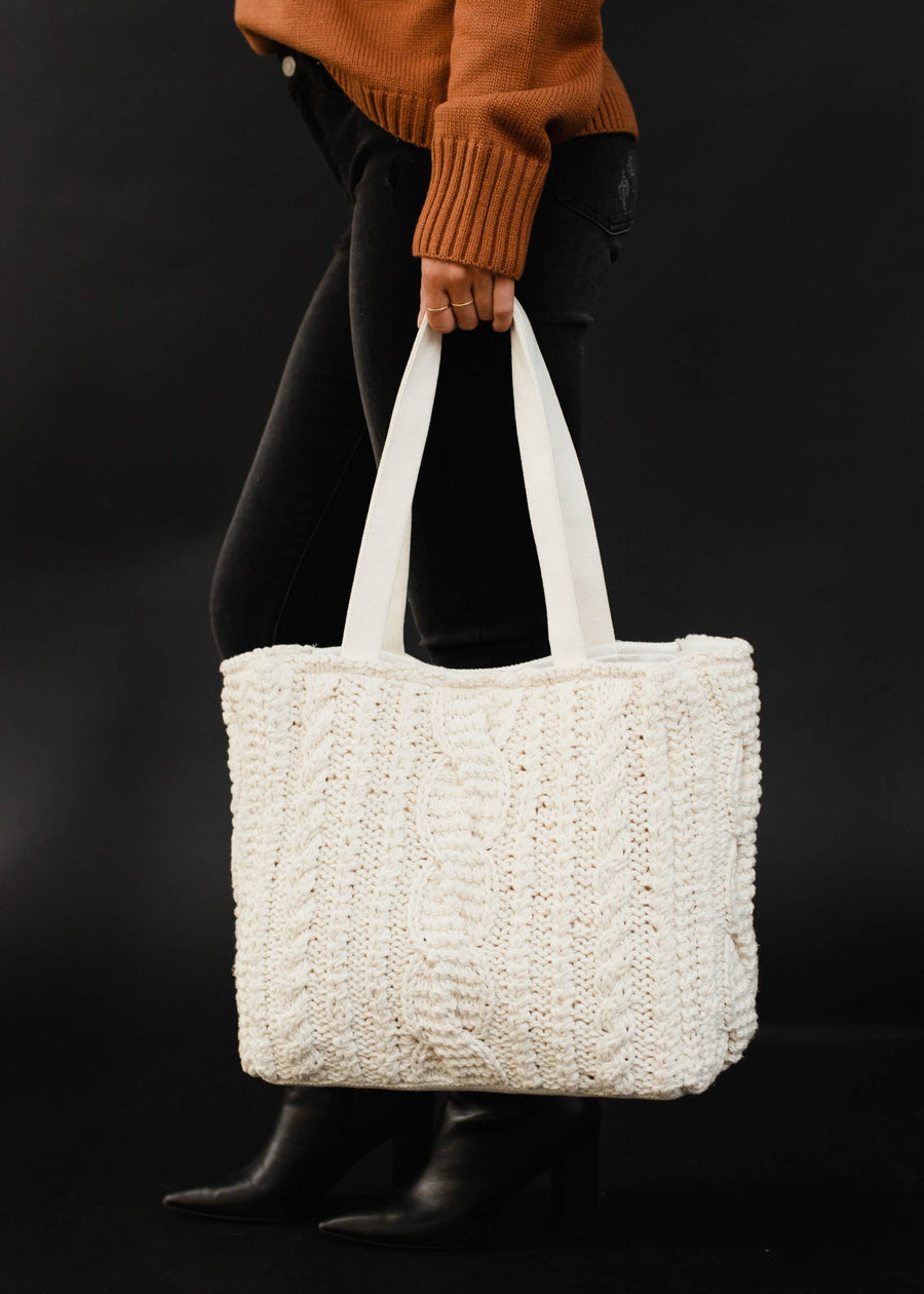 P.A Co. - Cream Cable Knit Tote