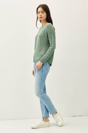 Drop Shoulder Pullover Rib Knit