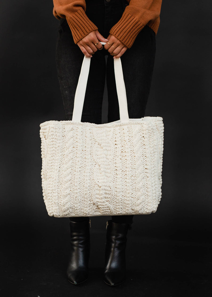 P.A Co. - Cream Cable Knit Tote