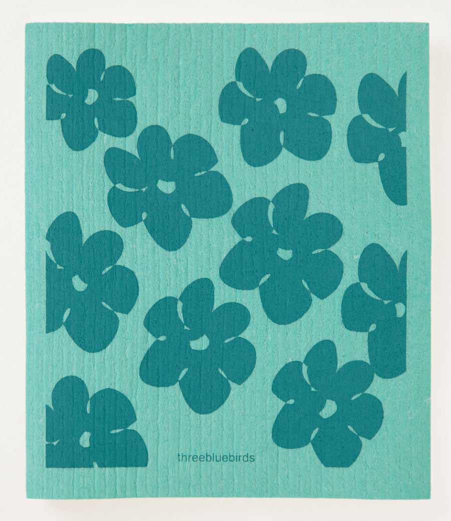 Swedish Dishcloths - Flower Power Teal