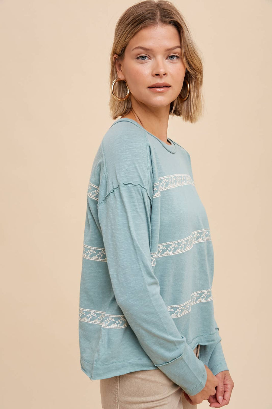 Floral Embroidered Stripe Tee