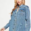 Load image into Gallery viewer, Denim Distressed Shacket
