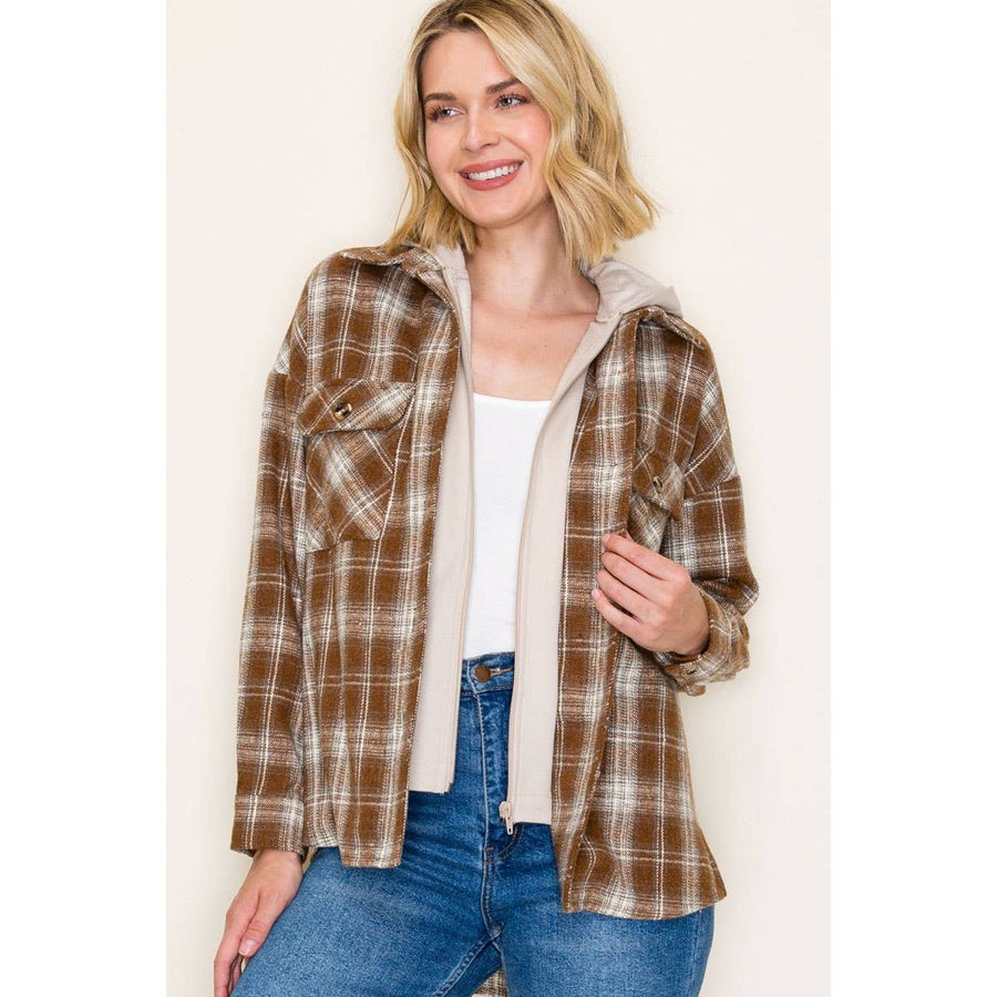 Twofer French Terry Plaid Jacket