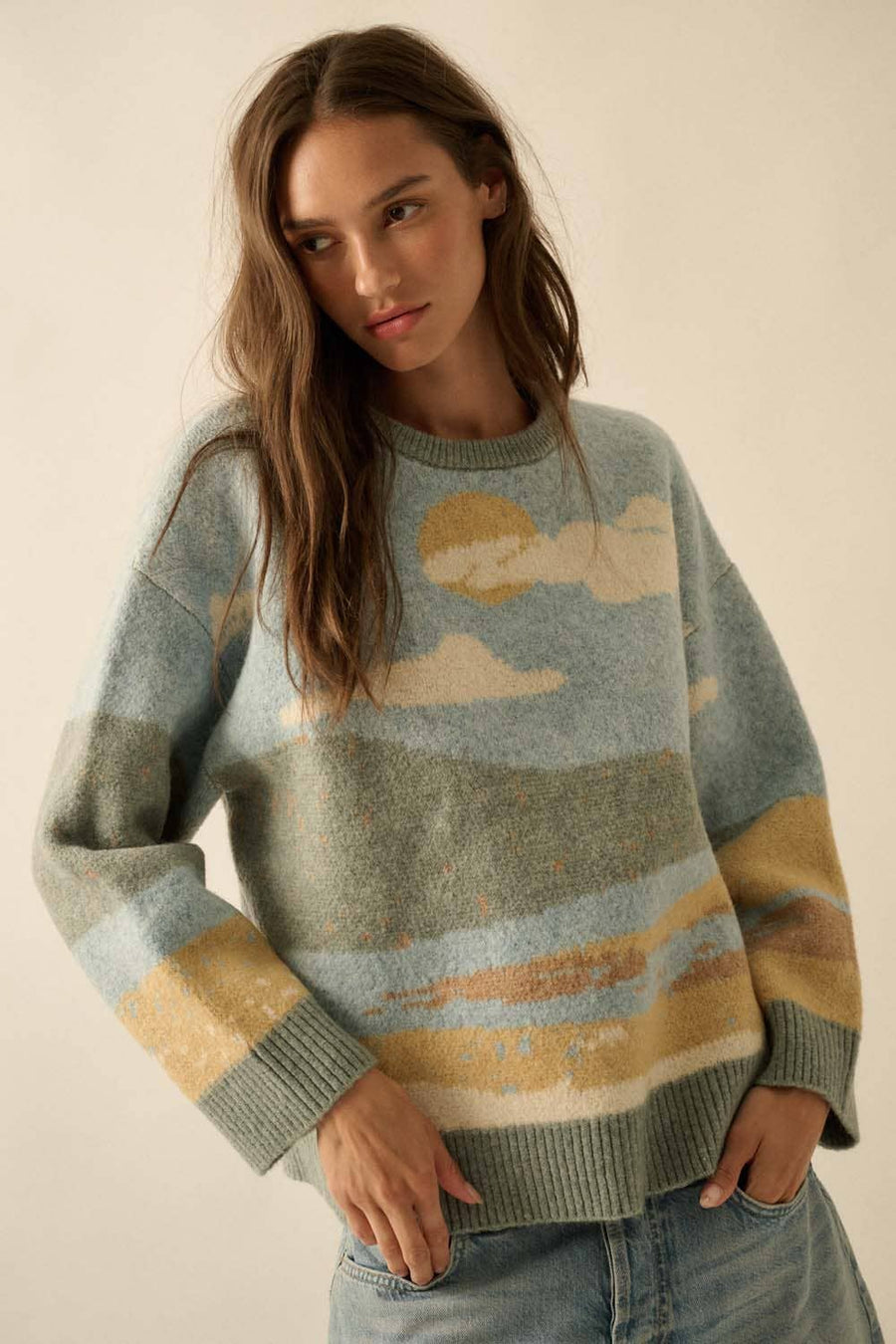 Beach Landscape Knit Sweater