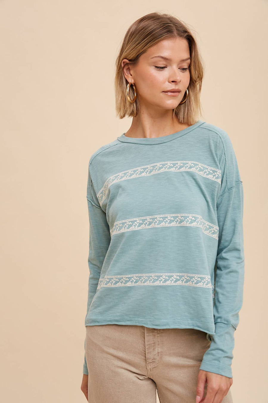 Floral Embroidered Stripe Tee