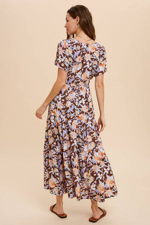 V-Neck Floral Midi Dress