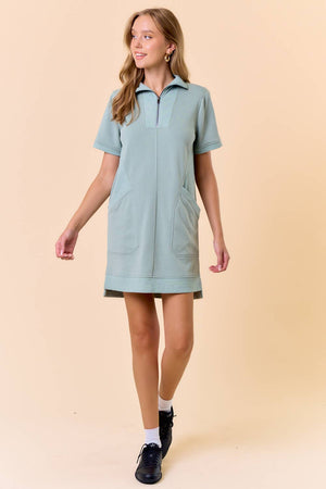 French Terry Zip Front Dress