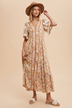 Border print midi dress